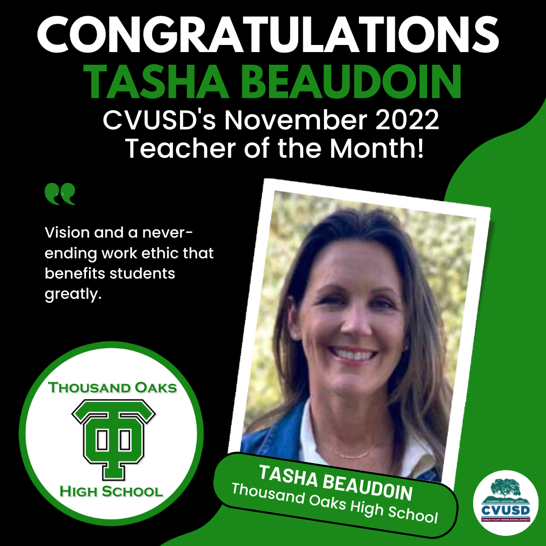  Tasha Beaudoin - November 2022 Teacher of the Month